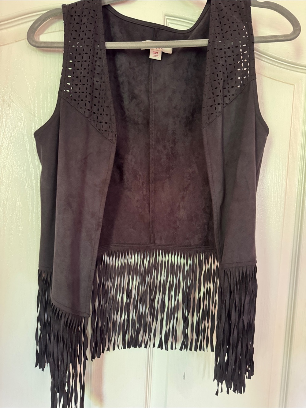 Mossimo Supply Co. Black Faux-Suede Fringe Vest
